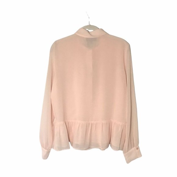 DKNY Button Up Long Sleeve Collared Top in Blush Pink - Size S (NWT) - Picture 3 of 6